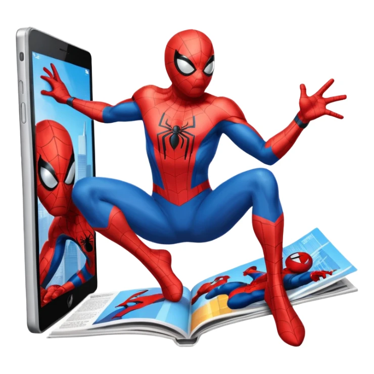 a magazine with Spider-Man on the cover sticker