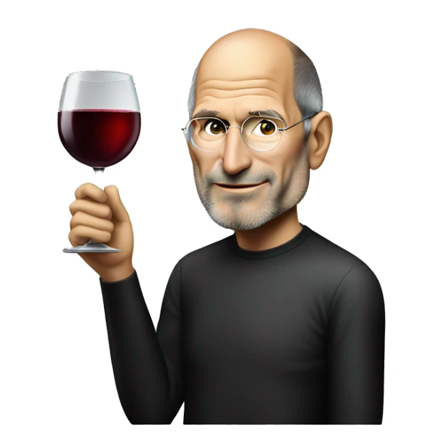 steve jobs with glass of wine sticker