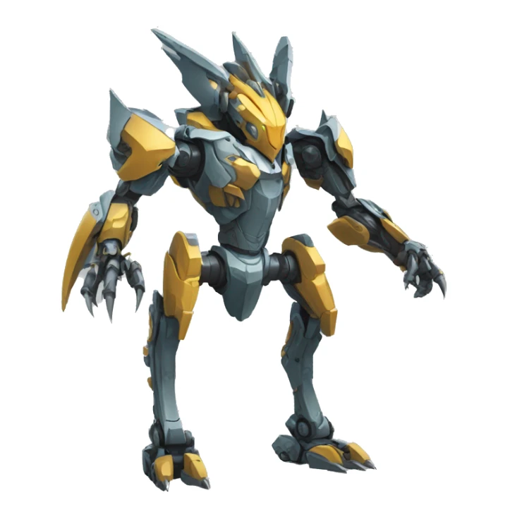 a futuristic mechanical spiky Medabot-raptor-dragon-mecha full body sticker