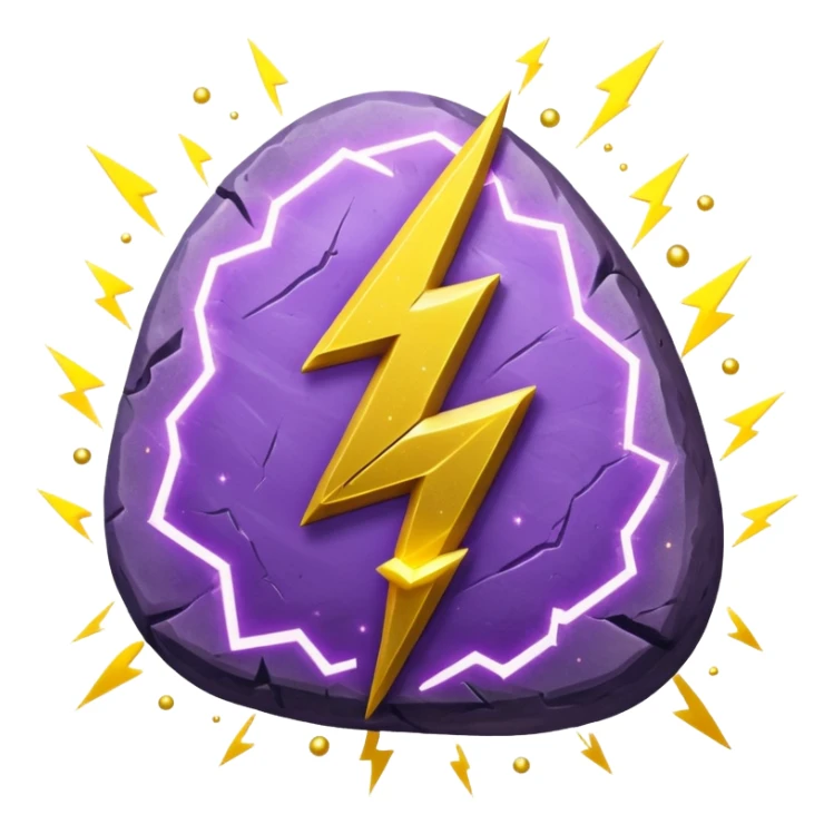 Purple rune with Yellow lightning bolts emanating from it. With glitter shine sticker