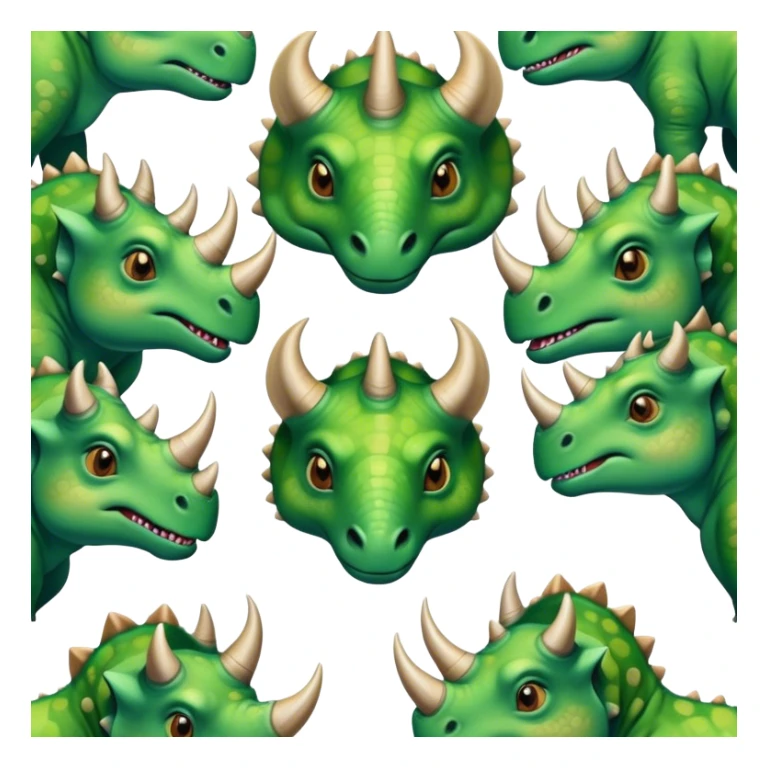 faces of different green triceratops sticker