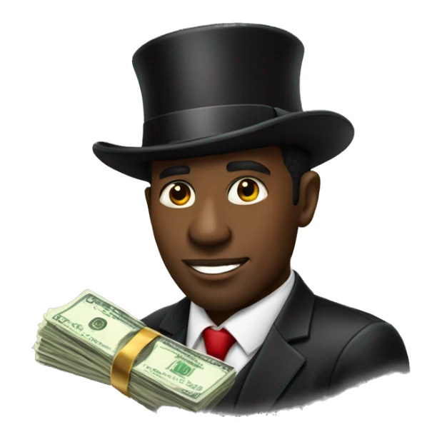 black man with tophat money rich sticker
