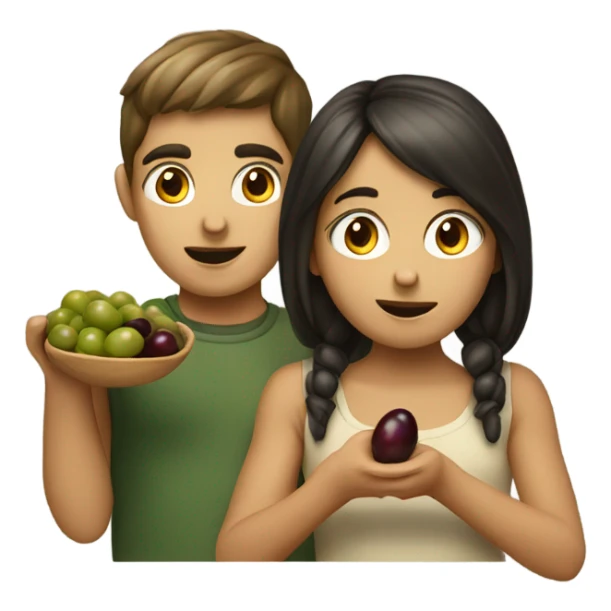 Boy and girl eating olives  sticker