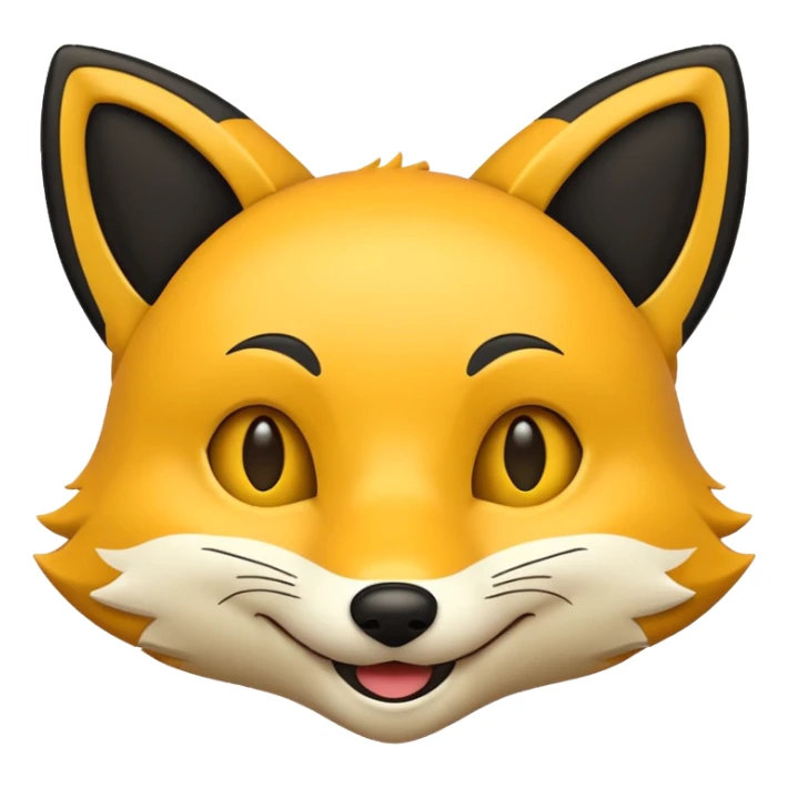 emoji hewan rubah berwarna kuning hitam sticker