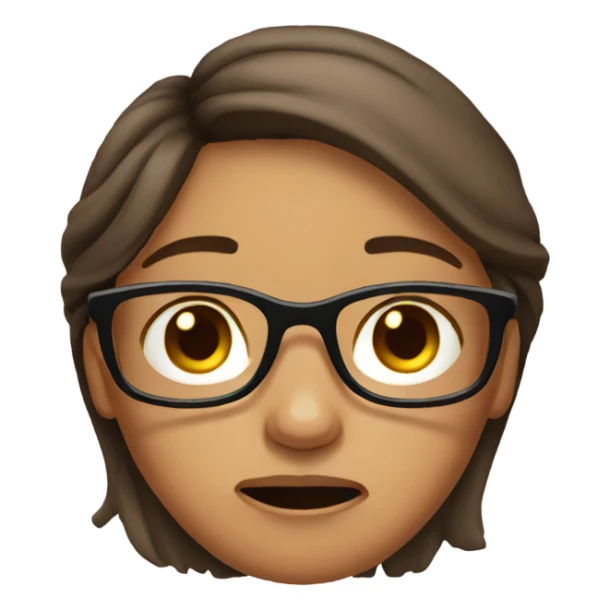 crying brown hair girl with glasses  sticker