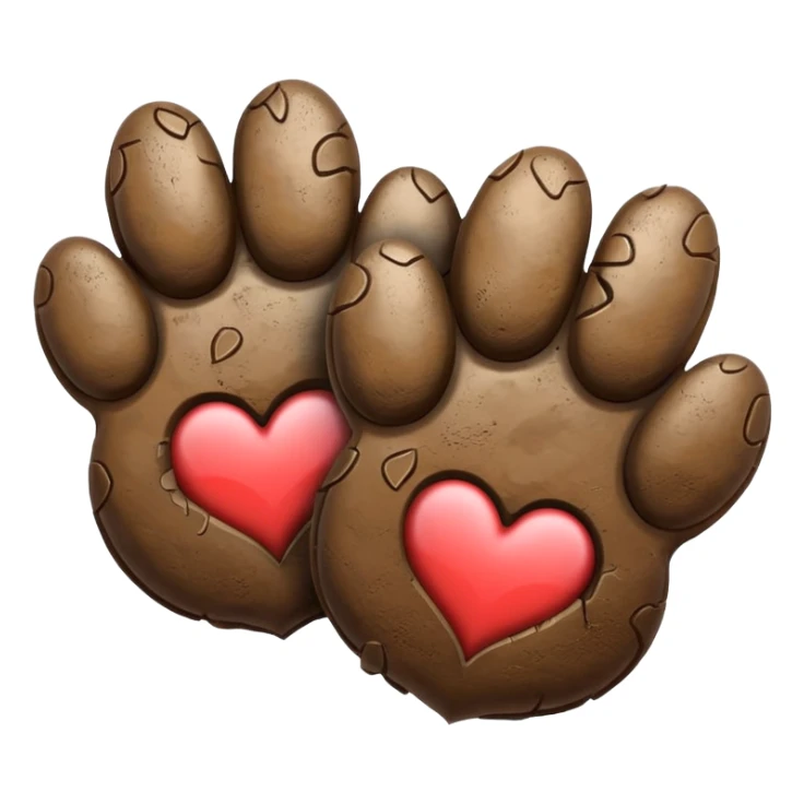 two large puppy paw prints with a heart between them sticker