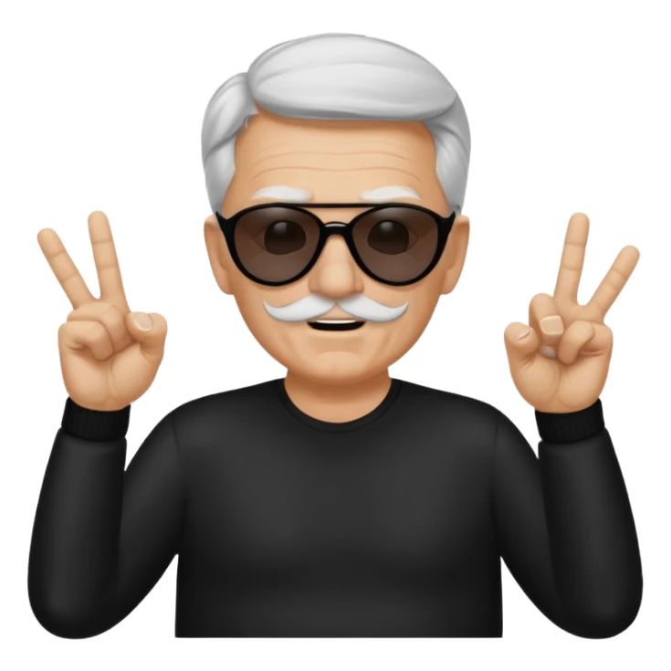 Some white old guy with a mask on and black shades with it also holding up the middle fingers sticker