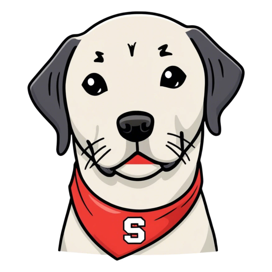 Black lab wearing North Carolina state university bandana sticker
