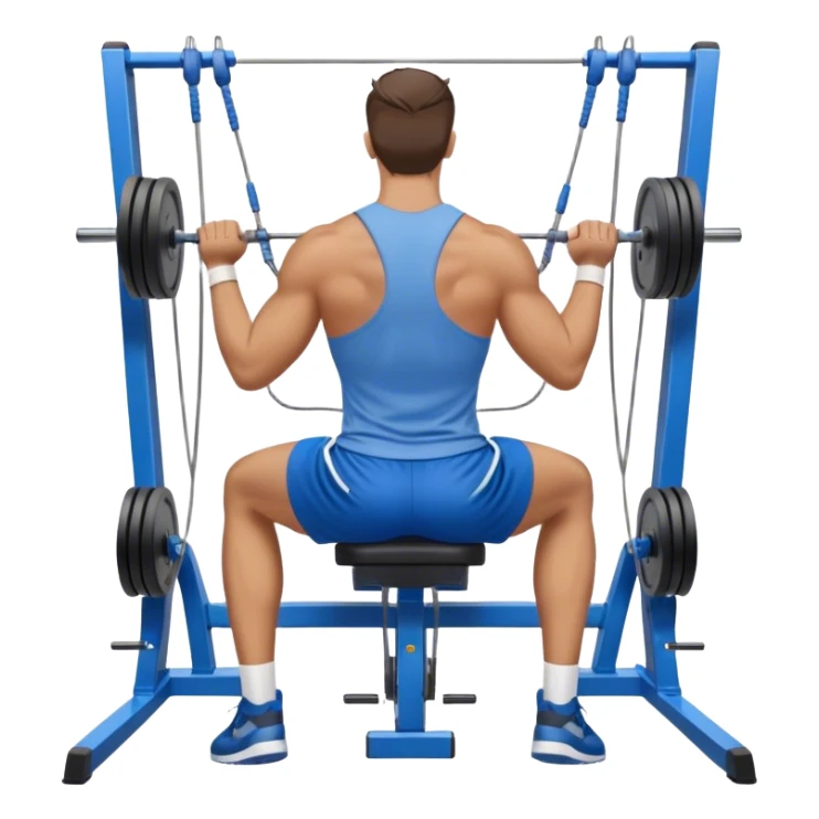 back view of man with blue shorts using seated cable-rows machine sticker