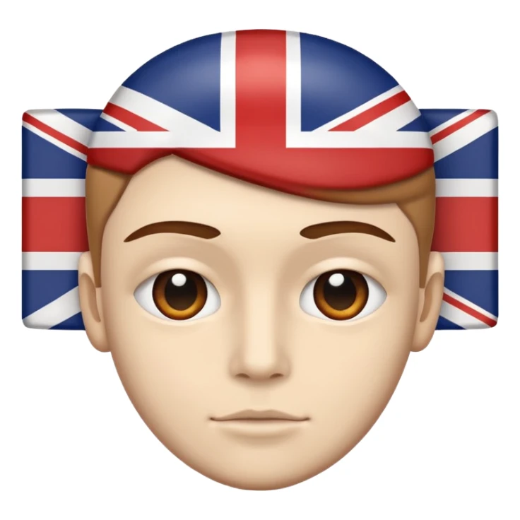 half of a human face mixed with uk flag accurate sticker