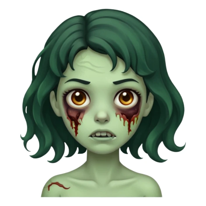 Garota zumbi com cabelo ondulado e preto sticker