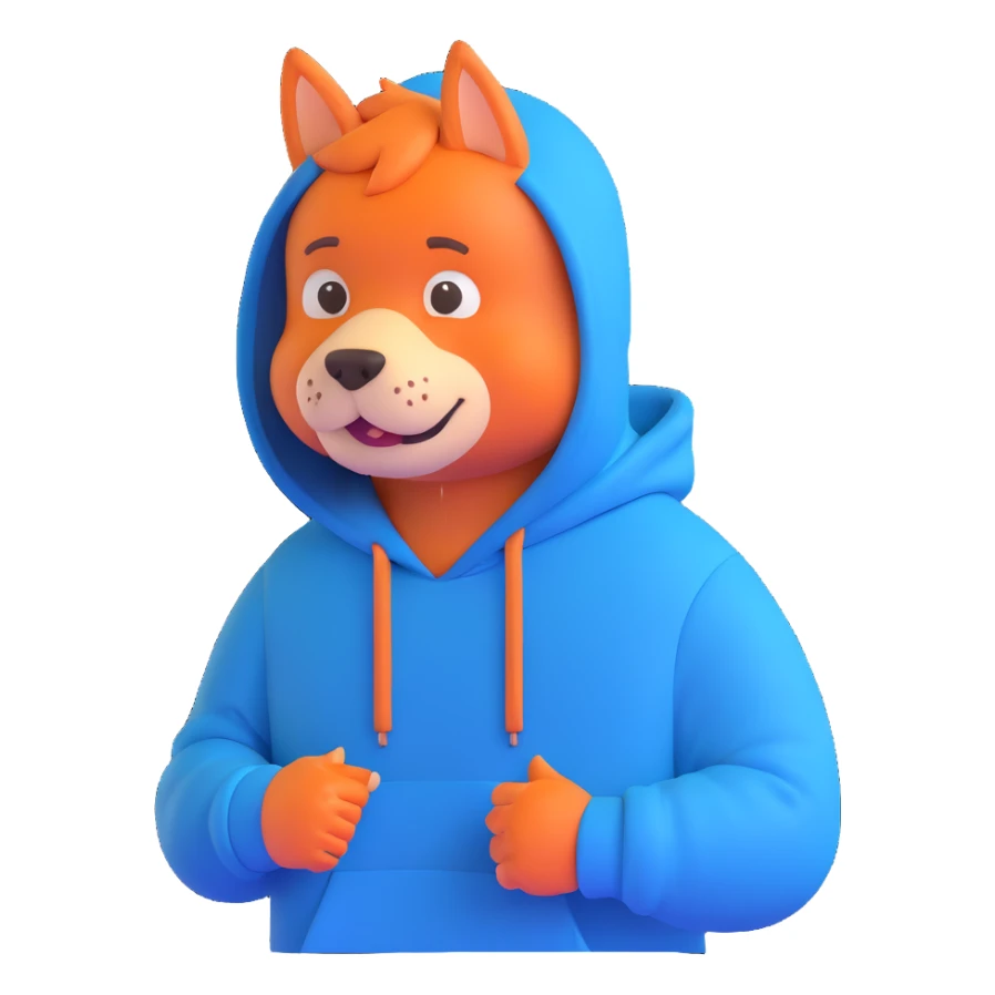 Mr. Beast wearing a blue hoodie with a cheerful expression sticker