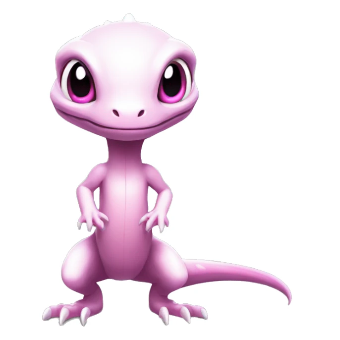 White, Shiny, Chibi, White, Pink eyes, Anthro-Sona-Lizard-Alien-Salazzle-Fakémon, Full Body sticker