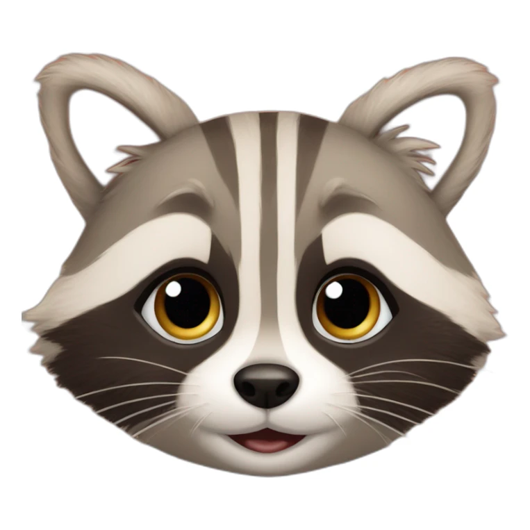 Canadian raccoon looks with loving eyes at a ginger kitten sticker