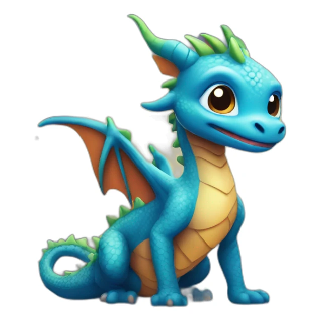 Cute baby dragon near the Christmas tree sticker