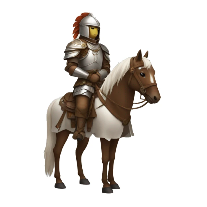 a white avar nomadic soldier on a horse from the side with brown armor on sticker