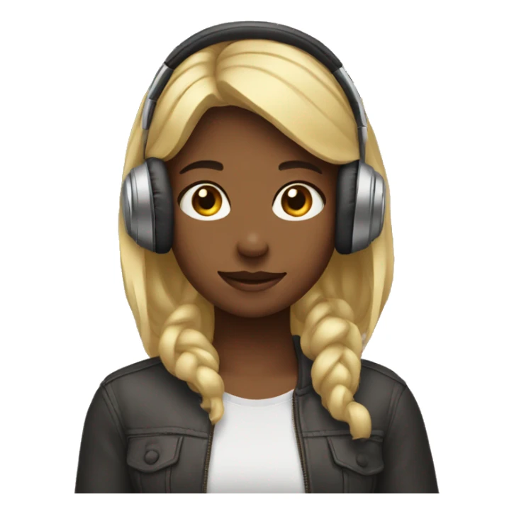 girl with headphones on her head while holding them sticker