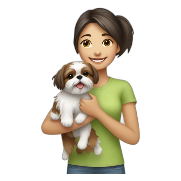 happy girl carrying happy Shih Tzu sticker