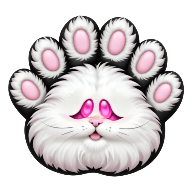 Fluffy white cat paw with six toes sticker