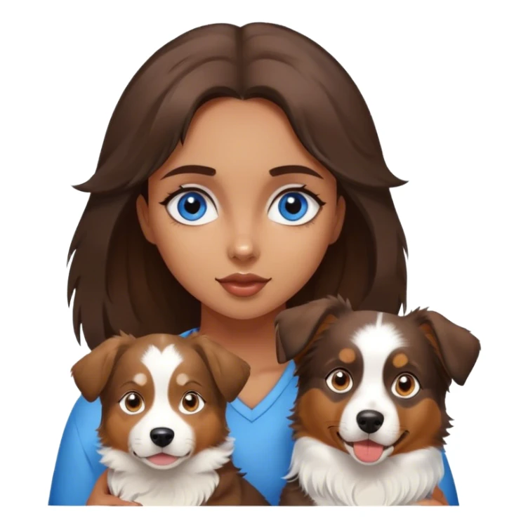 Young brown girl with blue eyes and dog Australian shepherd  sticker