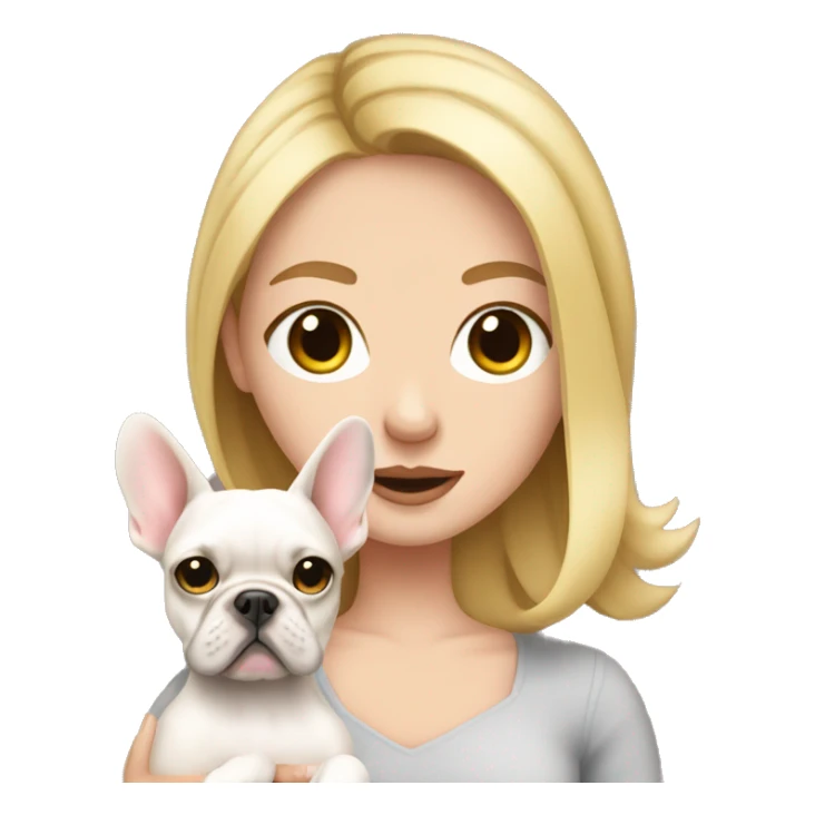 Blonde white girl holding frenchie with big ears sticker