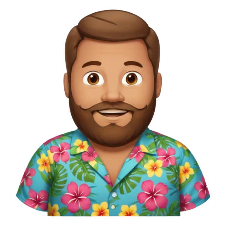Fat man brown hair with beard Hawaiian shirt  sticker