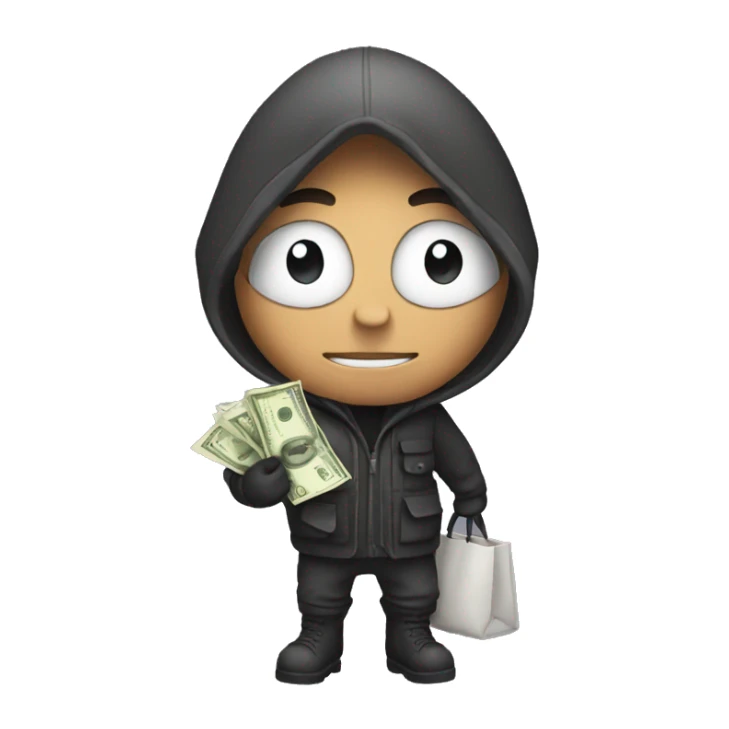 Thief with bag of money  sticker