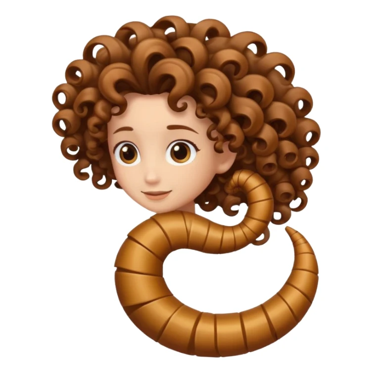 curly hair strand shaped like a spiral sticker