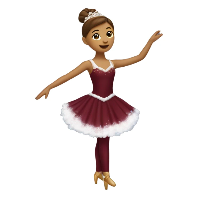 burgundy snowy music box with ballerina standing back sticker