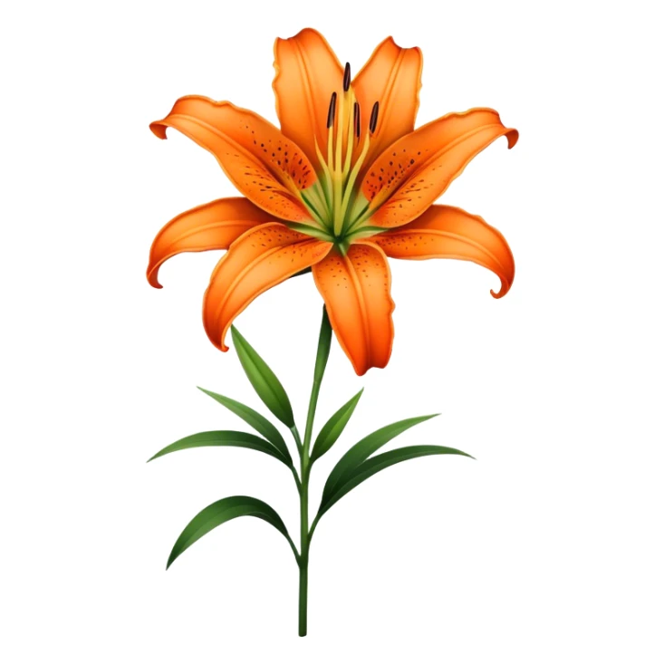 singleBright Orange Oriental Lily, straight stem sticker