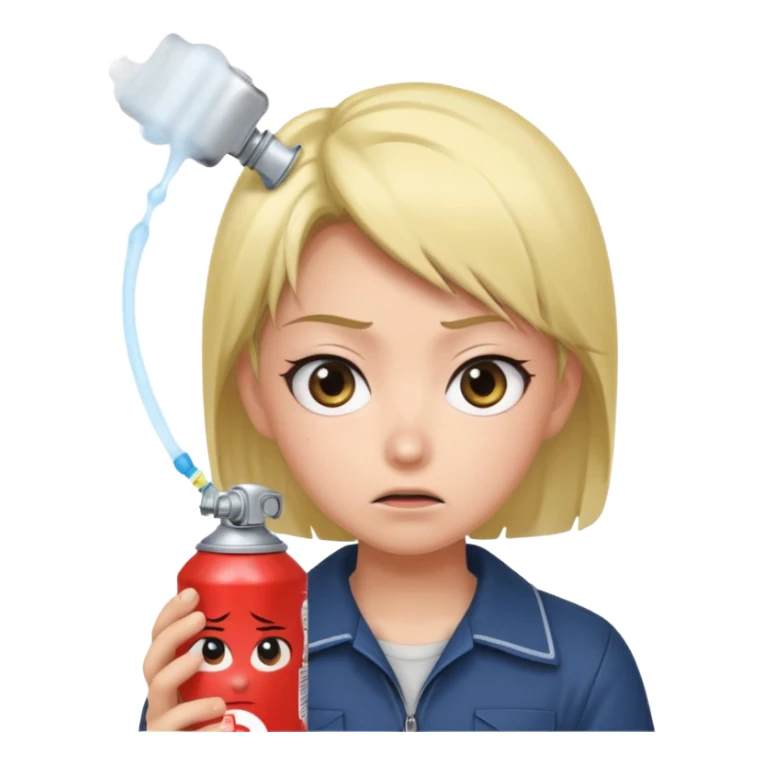 Anime character using a can of raid bug spray looking disgusted sticker