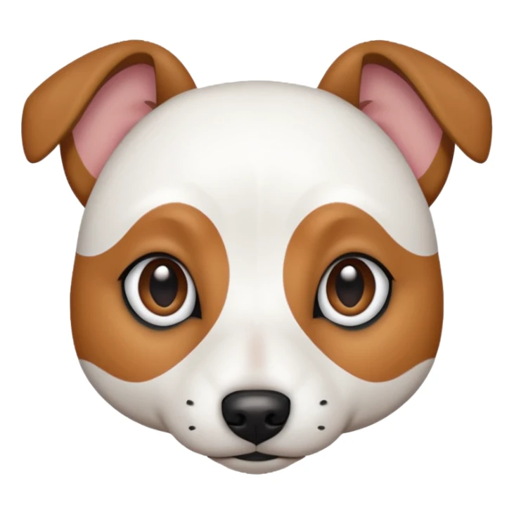 a fully white jack russell the size of a kelpie with a half white face sticker