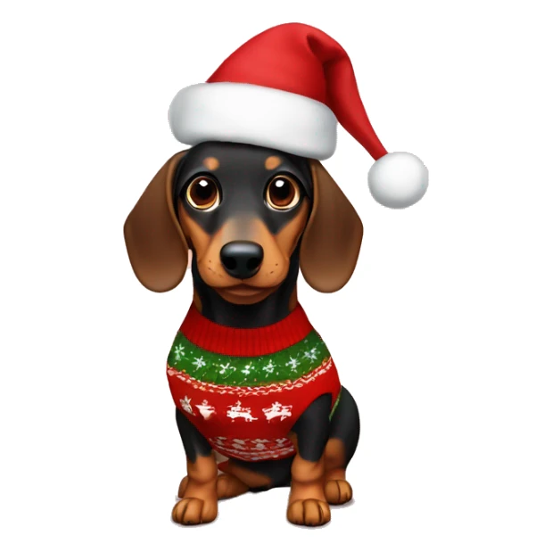 Weiner dog with Christmas sweater sticker