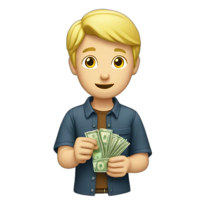 blonde caucasian male counting money sticker