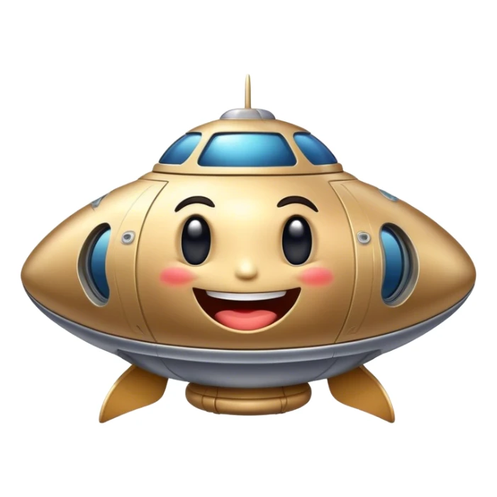 spaceship with funny face and smile big sticker