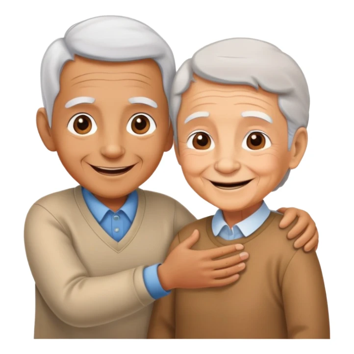 child greeting an elderly person with a smile, cheerful and respectful sticker