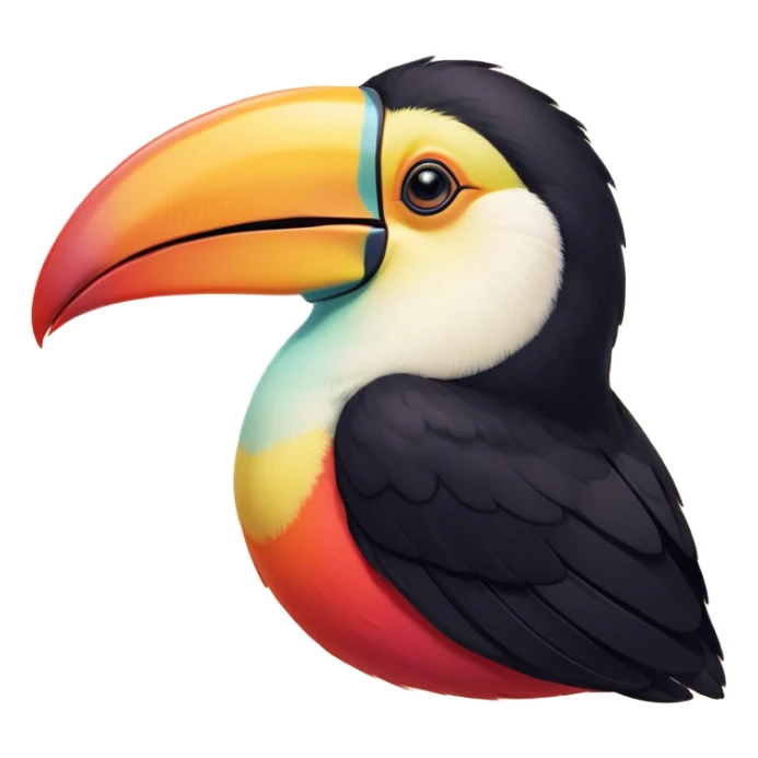 Meme-Worthy cute Sleeping Toucan Portrait Emoji, Head resting peacefully with a contented smile, showcasing a vibrantly colored beak and eyes gently closed in serene slumber, Simplified yet comically adorable features, highly detailed, glowing with a soft, drowsy tropical light, high shine, relaxed and utterly lovable, stylized with an air of playful laziness, bright and heartwarming, soft glowing outline, capturing the essence of a sleeping toucan that feels destined to become the next viral icon of adorable rest! sticker