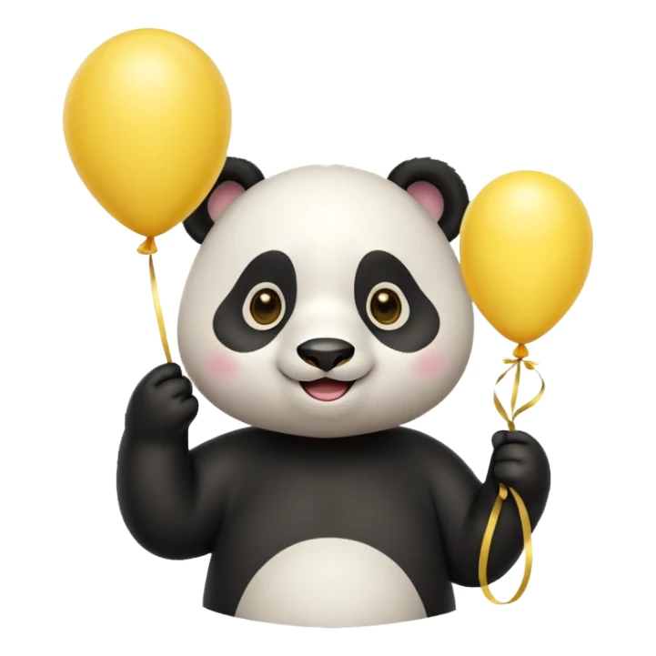panda holding yellow lines balloon in hand sticker