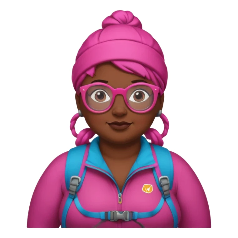 climber fat woman with dark pink bun hair and glassess sticker