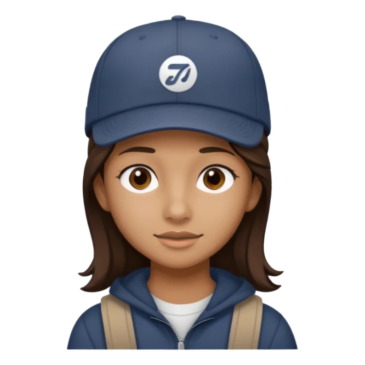 adolescente con gorra, pelo castaño oscuro con rayso de color mono sticker