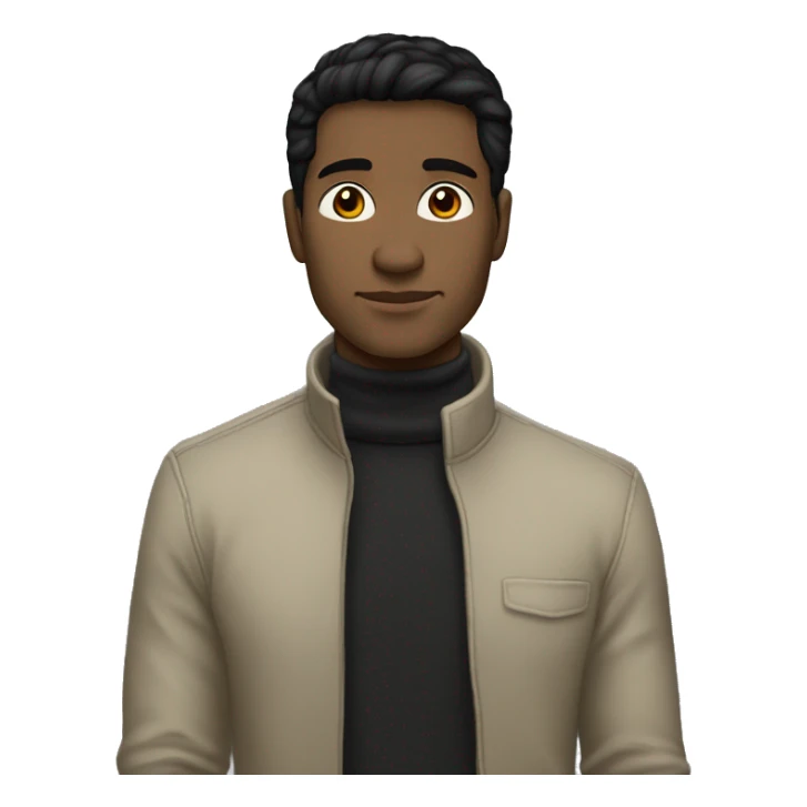 turtle neck straight black  hair slightly lighter swarty skin man sticker