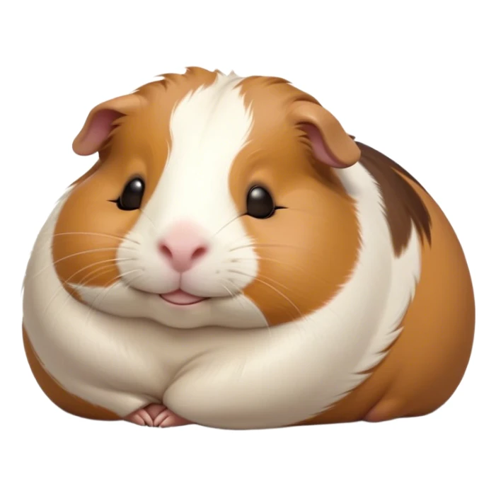 Meme-Worthy Cute Sleeping Brown and White Banded Guinea Pig Portrait Emoji, Head resting peacefully with a contented smile, showcasing a delightfully chubby build and a luxuriously soft banded coat of brown and white, eyes shut in a serene, cozy nap, Simplified yet hilariously adorable features, highly detailed, glowing with a soft, drowsy light, high shine, relaxed and utterly lovable, stylized with an air of playful laziness, bright and heartwarming, soft glowing outline, capturing the essence of a comically sleepy guinea pig, so meme-worthy it feels like it could instantly become the next viral sensation of adorable slumber! sticker