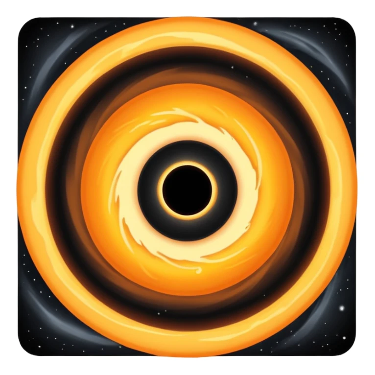 a realistic black hole with an orange accretion disk. sticker