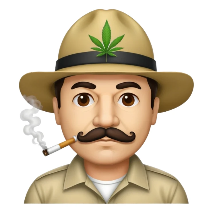 El Chapo drug lord with mustache smoking marijuana sticker