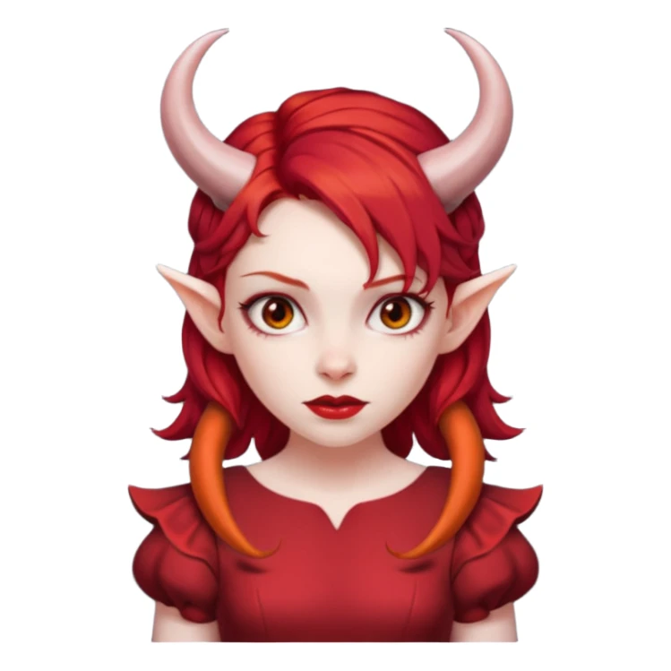 Red hair girl with evil horns and red dress sticker