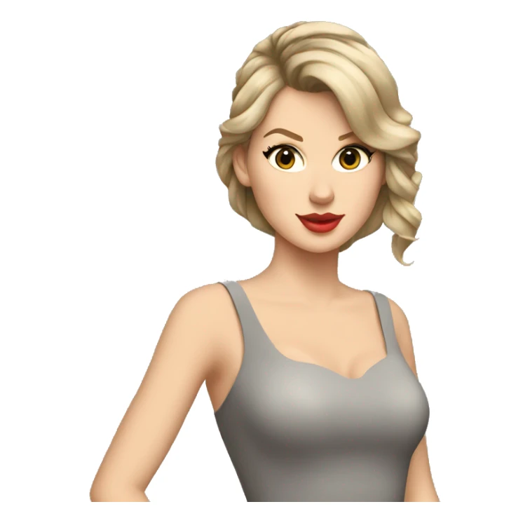 Taylor swift with a gray dress, hair in high ponytail sticker