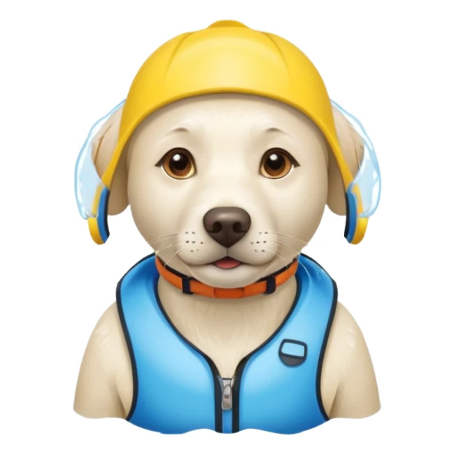 White labrador with snorkel and and swimmers vest sticker