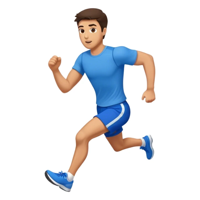 brunette fit man with blue shorts running very fast sticker