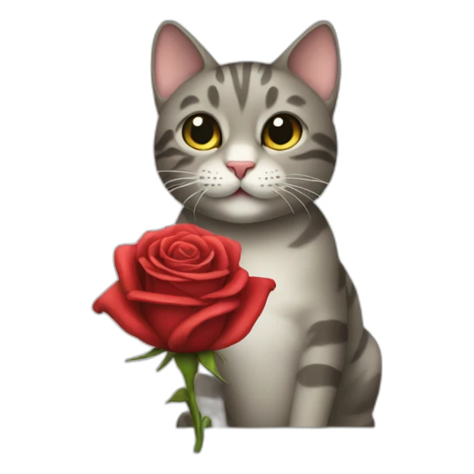 Cat holding a rose in its mouth sticker