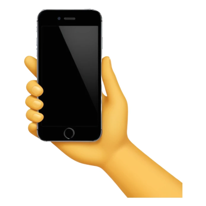 one hand showing iphone with black screen, only hand and phone sticker
